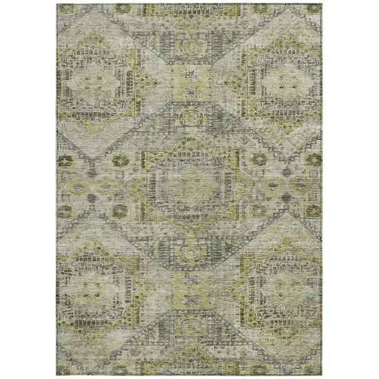 Khaki And Gray Moroccan Washable Indoor Outdoor Area Rug Photo 3
