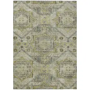 Photo of Khaki And Gray Moroccan Washable Indoor Outdoor Area Rug