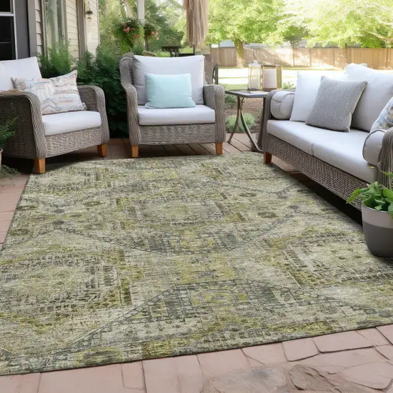 Khaki And Gray Moroccan Washable Indoor Outdoor Area Rug Photo 5