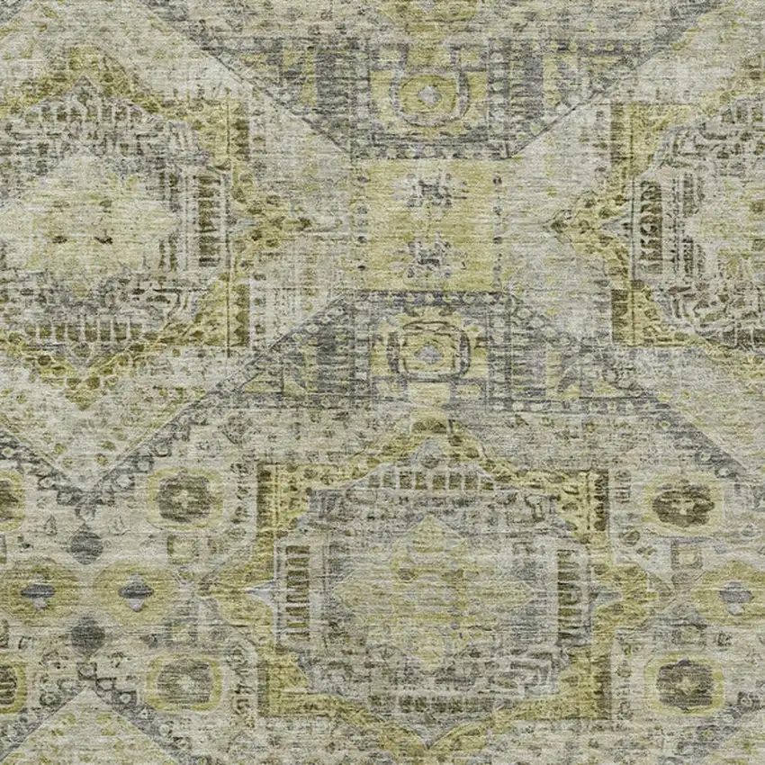 Khaki And Gray Moroccan Washable Indoor Outdoor Area Rug Photo 3