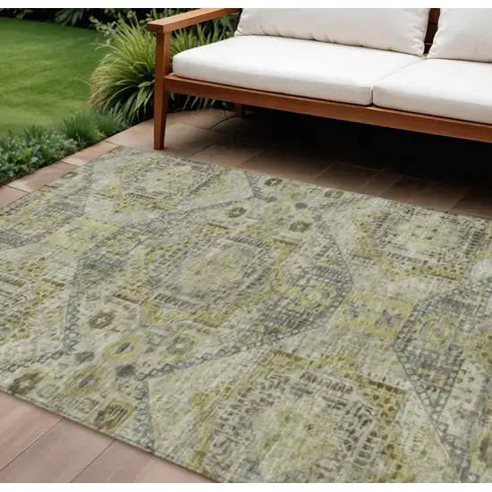 Khaki And Gray Moroccan Washable Indoor Outdoor Area Rug Photo 2