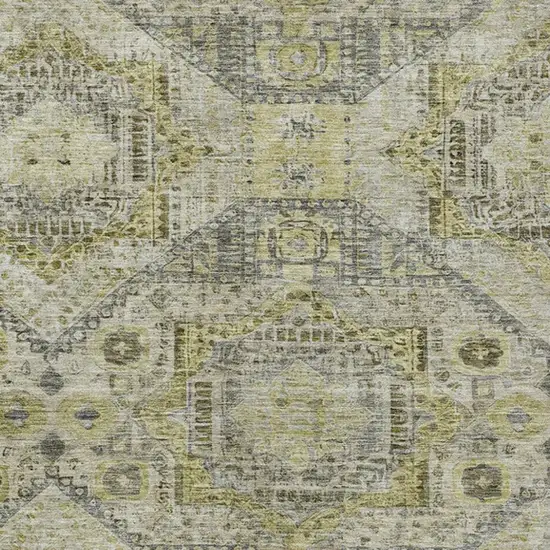 Khaki And Gray Moroccan Washable Indoor Outdoor Area Rug Photo 3