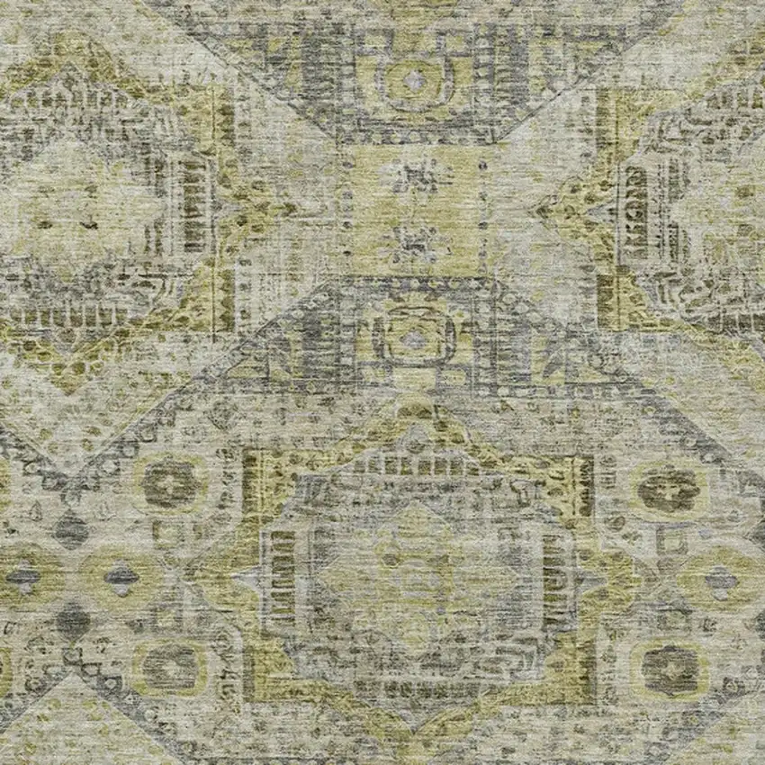 Khaki And Gray Moroccan Washable Indoor Outdoor Area Rug Photo 3