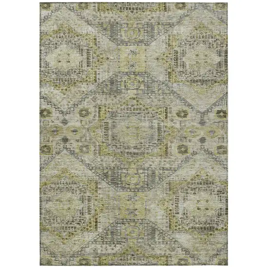 Khaki And Gray Moroccan Washable Indoor Outdoor Area Rug Photo 1