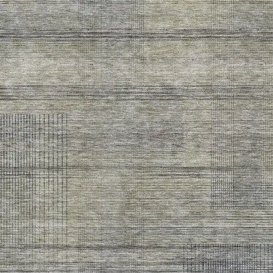 Khaki And Gray Striped Washable Area Rug With UV Protection Photo 3
