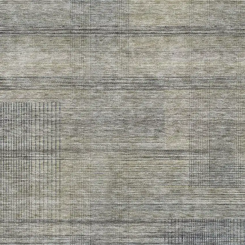 Khaki And Gray Striped Washable Area Rug With UV Protection Photo 3