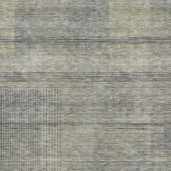 Khaki And Gray Striped Washable Area Rug With UV Protection Photo 3