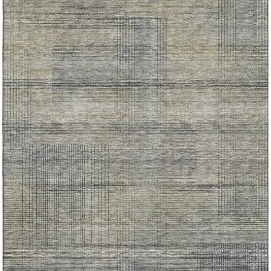 Khaki And Gray Striped Washable Area Rug With UV Protection Photo 4