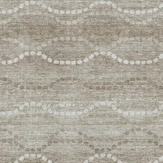 Khaki And Ivory Abstract Geometric Washable Area Rug With UV Protection Photo 3