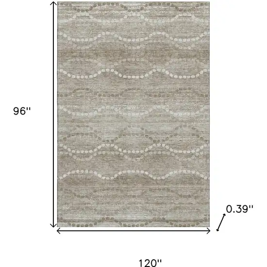 Khaki And Ivory Abstract Geometric Washable Area Rug With UV Protection Photo 9