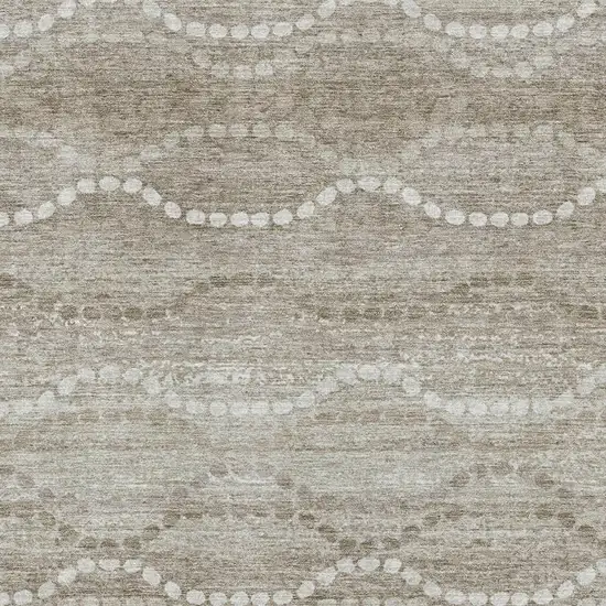 Khaki And Ivory Abstract Geometric Washable Area Rug With UV Protection Photo 3