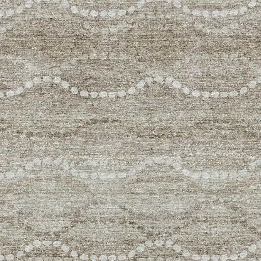 Khaki And Ivory Abstract Geometric Washable Area Rug With UV Protection Photo 3