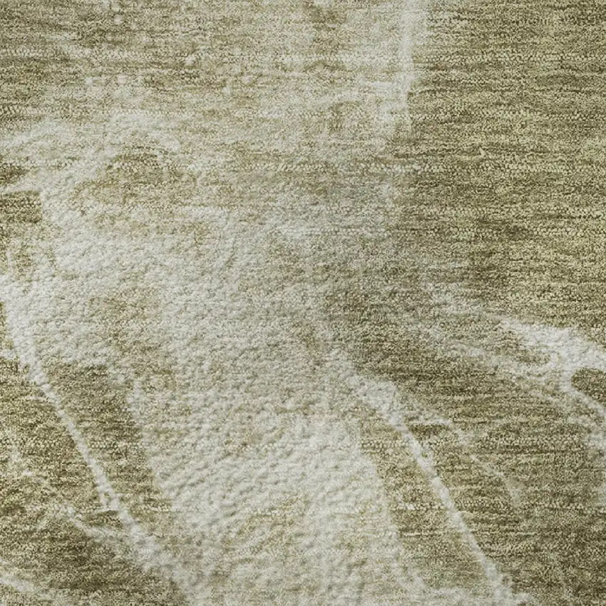 Khaki And Ivory Abstract Washable Area Rug With UV Protection Photo 8