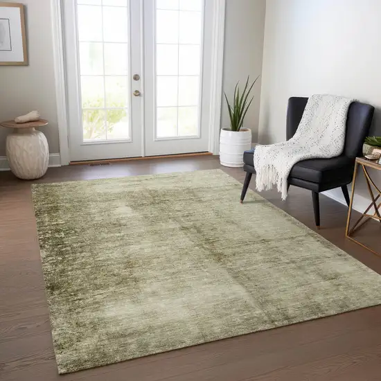 Khaki And Ivory Abstract Washable Indoor Outdoor Area Rug Photo 5