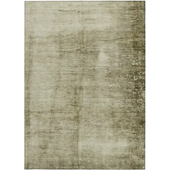 Khaki And Ivory Abstract Washable Indoor Outdoor Area Rug Photo 9