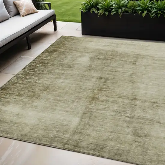 Khaki And Ivory Abstract Washable Indoor Outdoor Area Rug Photo 2