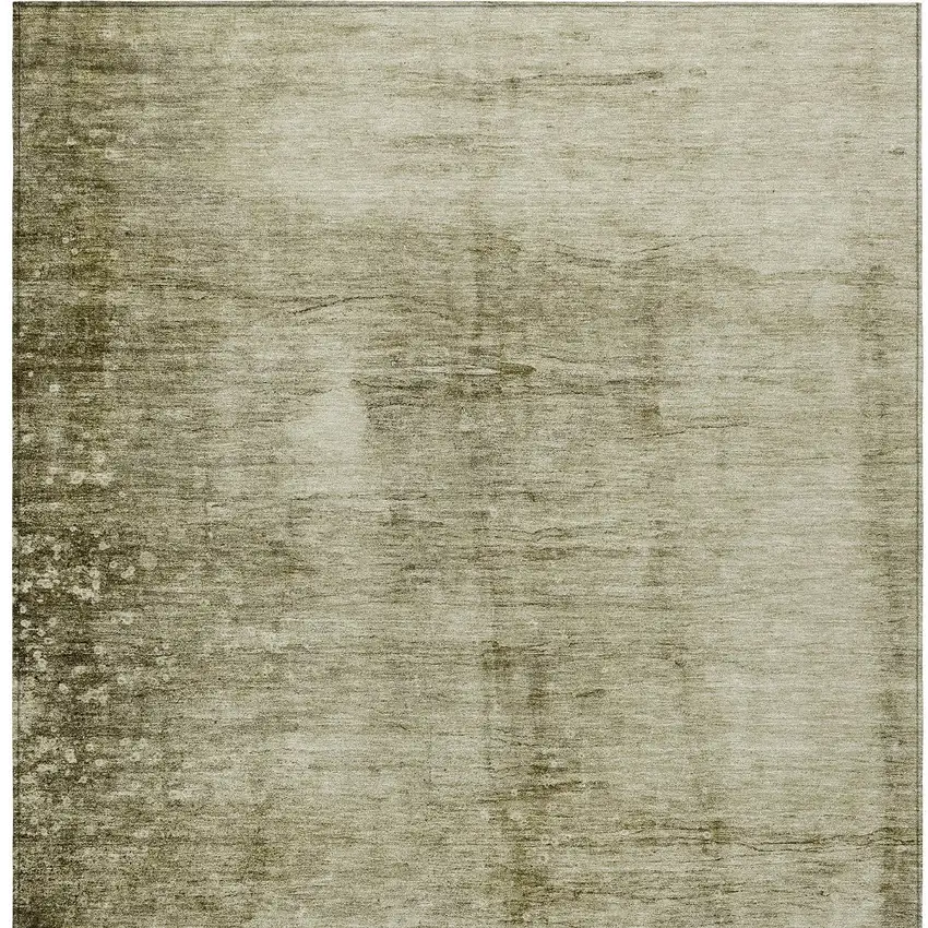 Khaki And Ivory Abstract Washable Indoor Outdoor Area Rug Photo 1