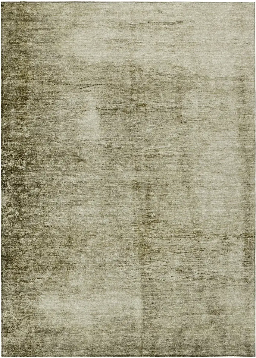 Khaki And Ivory Abstract Washable Indoor Outdoor Area Rug Photo 8