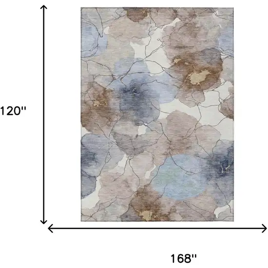 Khaki And Ivory Abstract Washable Indoor Outdoor Area Rug Photo 6