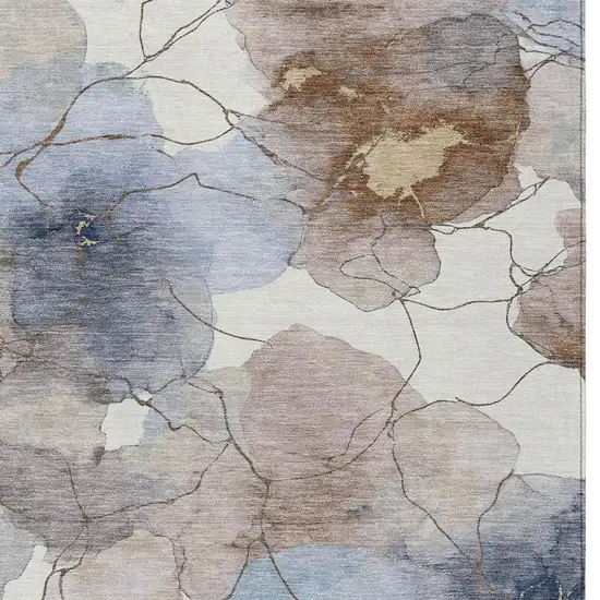 Khaki And Ivory Abstract Washable Indoor Outdoor Area Rug Photo 2