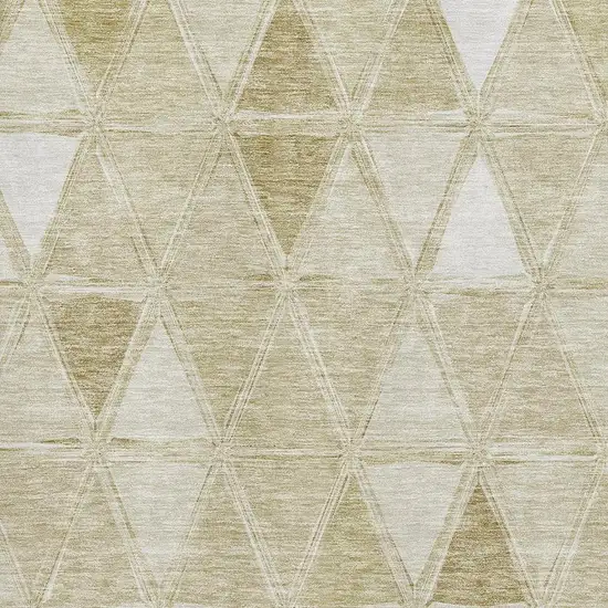 Khaki And Ivory Geometric Washable Area Rug With UV Protection Photo 2