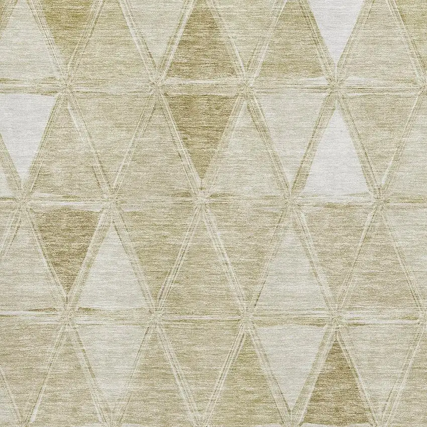 Khaki And Ivory Geometric Washable Area Rug With UV Protection Photo 2