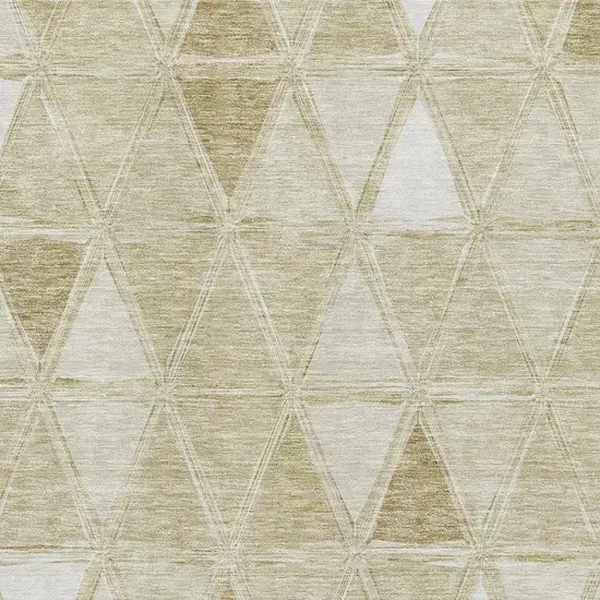 Khaki And Ivory Geometric Washable Area Rug With UV Protection Photo 2