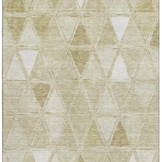 Khaki And Ivory Geometric Washable Area Rug With UV Protection Photo 3