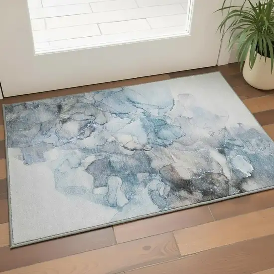 Khaki And Ivory Geometric Washable Area Rug With UV Protection Photo 2