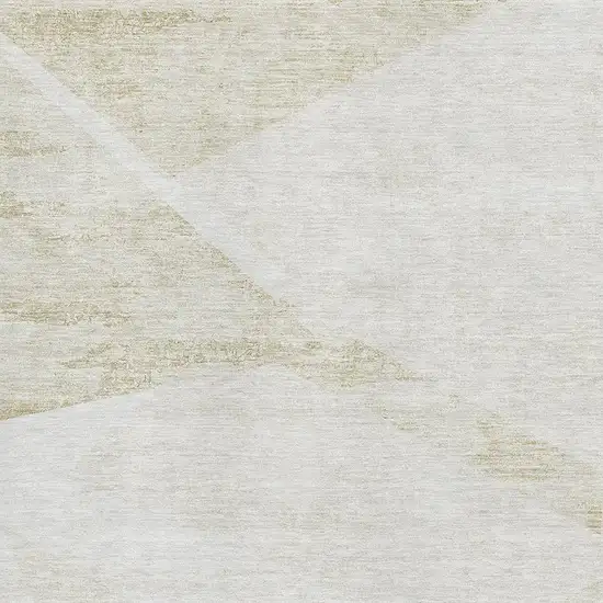 Khaki And Ivory Geometric Washable Area Rug With UV Protection Photo 4