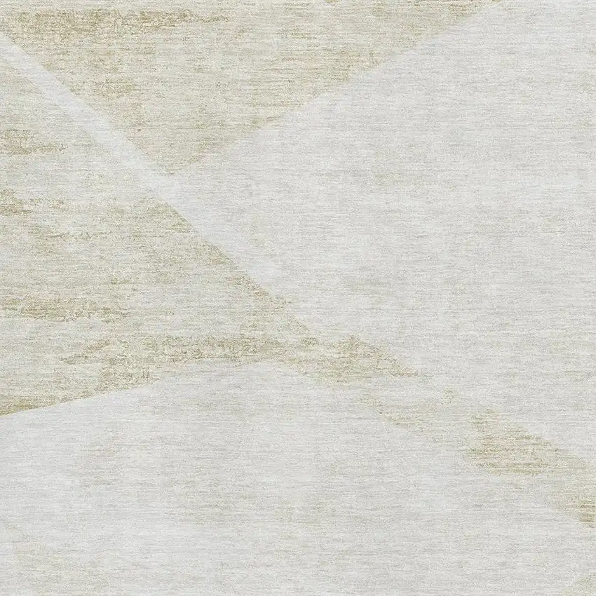 Khaki And Ivory Geometric Washable Area Rug With UV Protection Photo 4