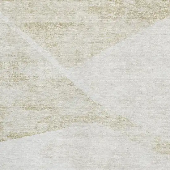 Khaki And Ivory Geometric Washable Area Rug With UV Protection Photo 3