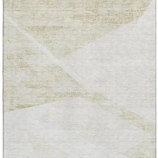 Khaki And Ivory Geometric Washable Area Rug With UV Protection Photo 4