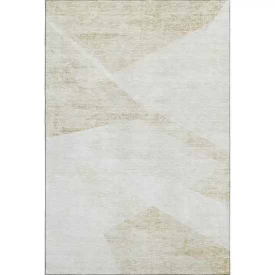 Khaki And Ivory Geometric Washable Area Rug With UV Protection Photo 6