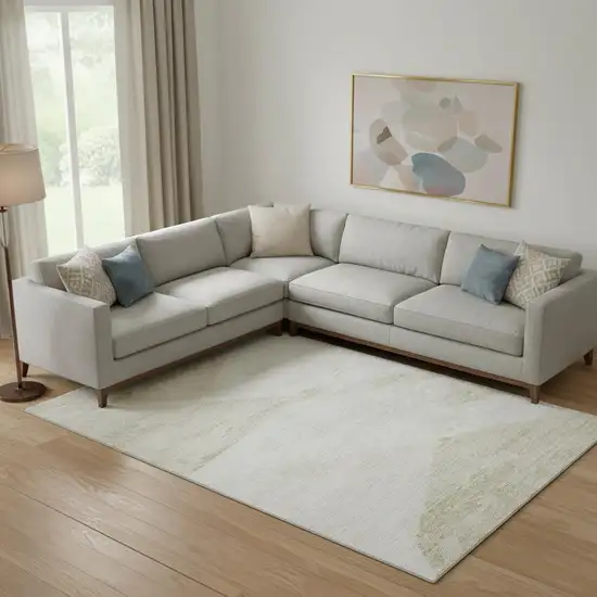 Khaki And Ivory Geometric Washable Area Rug With UV Protection Photo 1