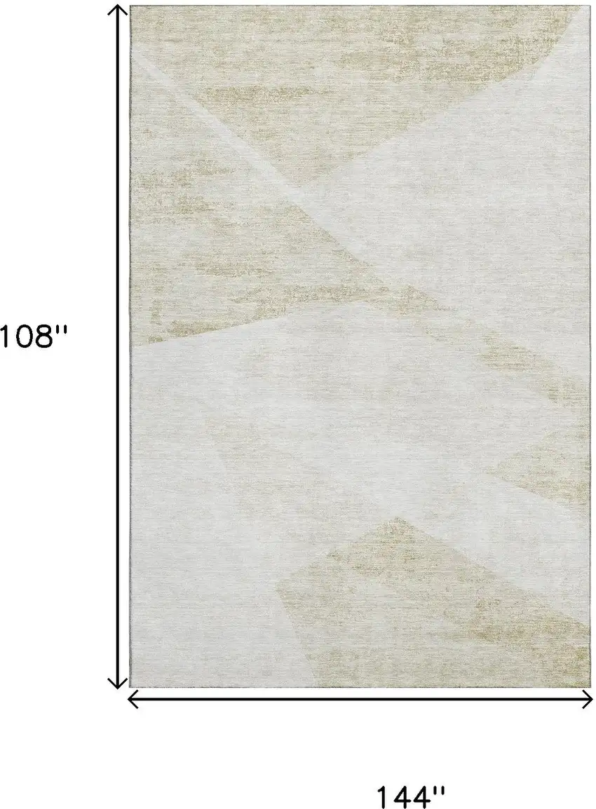 Khaki And Ivory Geometric Washable Area Rug With UV Protection Photo 3