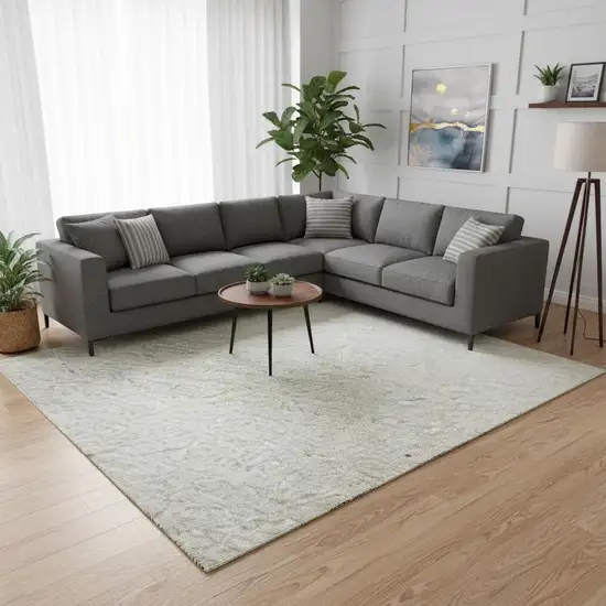 Khaki And Ivory Geometric Washable Area Rug With UV Protection Photo 2