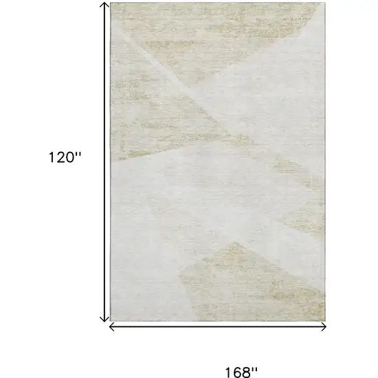 Khaki And Ivory Geometric Washable Area Rug With UV Protection Photo 3