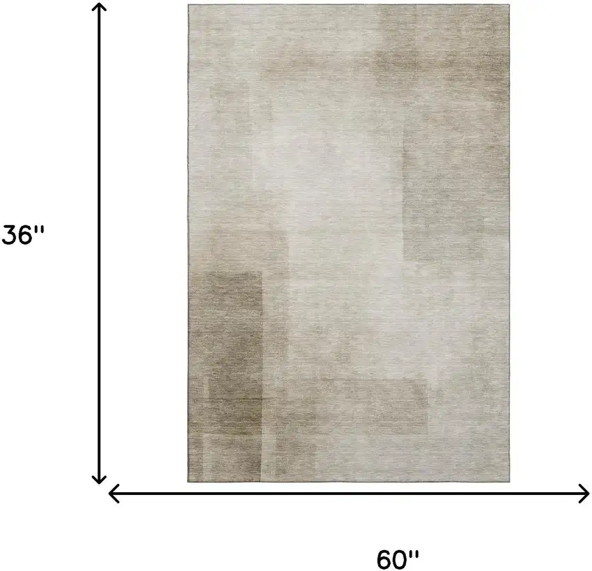 Khaki And Ivory Geometric Washable Area Rug With UV Protection Photo 3