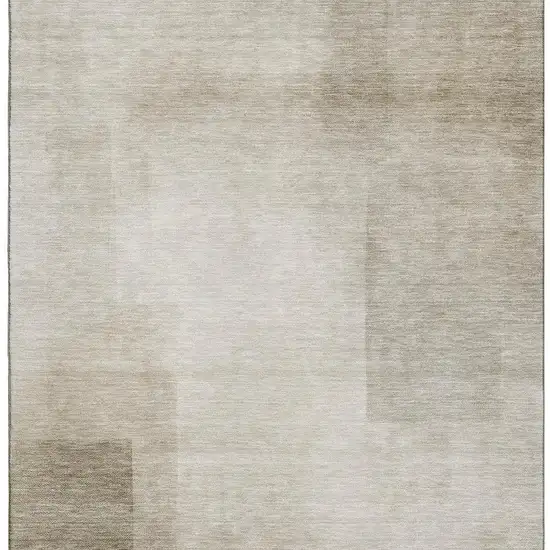 Khaki And Ivory Geometric Washable Area Rug With UV Protection Photo 5