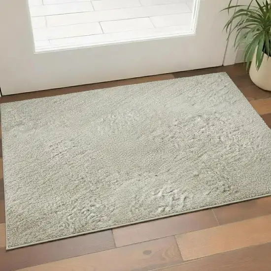 Khaki And Ivory Geometric Washable Area Rug With UV Protection Photo 2