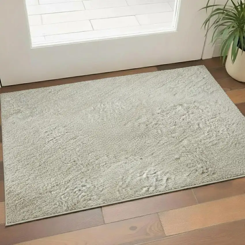 Khaki And Ivory Geometric Washable Area Rug With UV Protection Photo 2