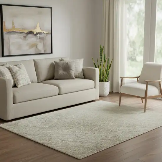 Khaki And Ivory Geometric Washable Area Rug With UV Protection Photo 2