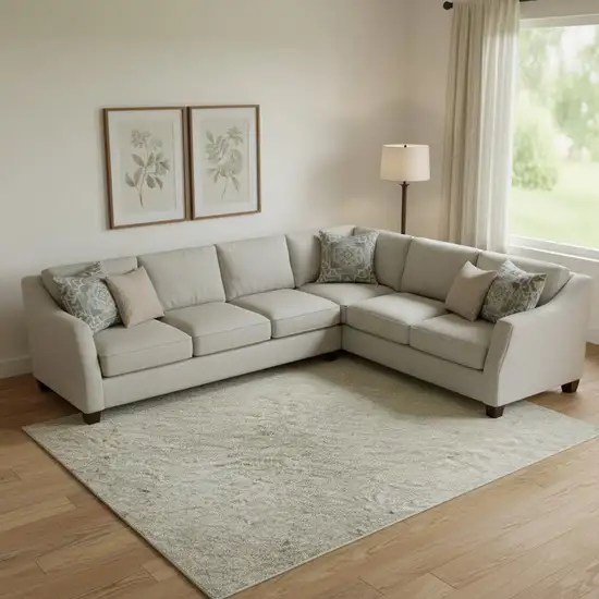 Khaki And Ivory Geometric Washable Area Rug With UV Protection Photo 2