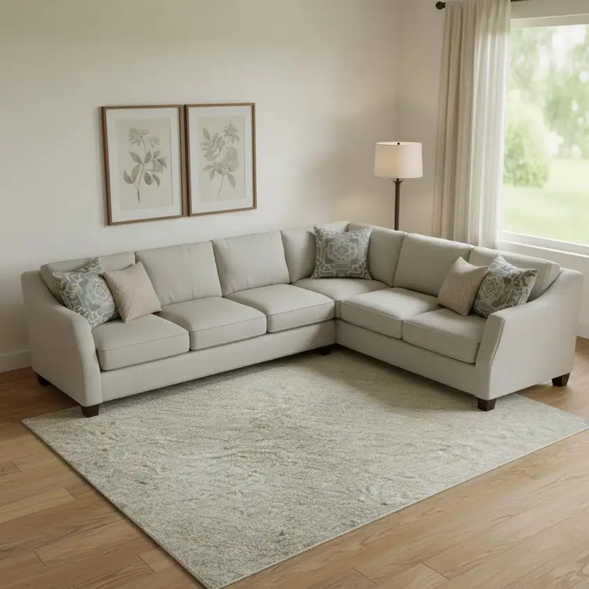 Khaki And Ivory Geometric Washable Area Rug With UV Protection Photo 2