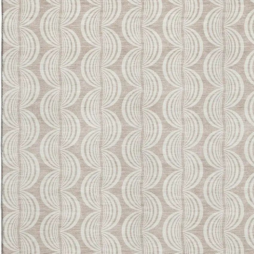 Khaki And Ivory Ogee Washable Area Rug With UV Protection Photo 2