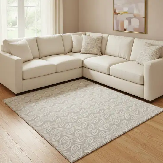 Khaki And Ivory Ogee Washable Area Rug With UV Protection Photo 2