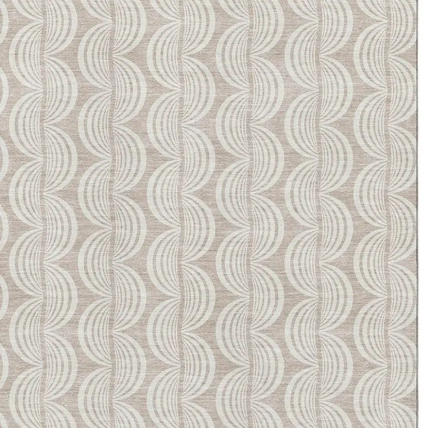 Khaki And Ivory Ogee Washable Area Rug With UV Protection Photo 2