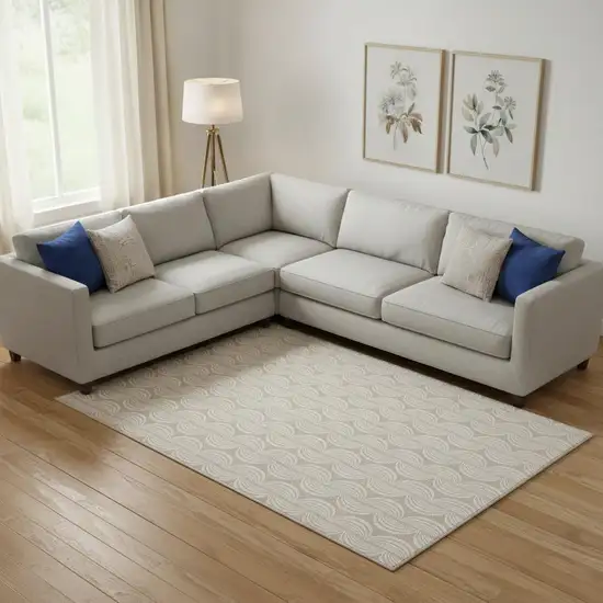 Khaki And Ivory Ogee Washable Area Rug With UV Protection Photo 2