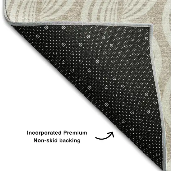 Khaki And Ivory Ogee Washable Area Rug With UV Protection Photo 6